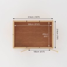 3mx2m Mercia Insulated Garden Room - footprint