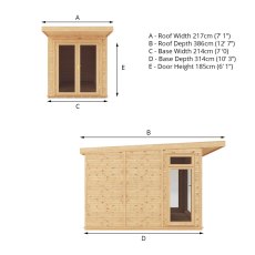 2m x 3m Mercia Insulated Garden Room - dimensions