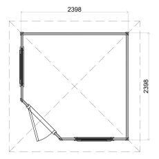 8 x 8 Lugarde Select Padstow Summerhouse in 44mm Wall Thickness (2.4m x 2.4m) - dimensions