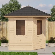 8 x 8 Lugarde Select Padstow Summerhouse in 44mm Wall Thickness (2.4m x 2.4m) - in situ, side view