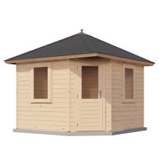 10x10 Lugarde Select Sidmouth Summerhouse in 44mm Wall Thickness (3m x 3m) - isolated front view