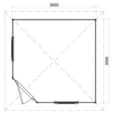 10x10 Lugarde Select Sidmouth Summerhouse in 44mm Wall Thickness (3m x 3m) - dimensions