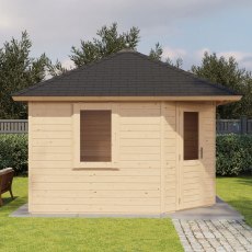 12x12 Lugarde Select Scarborough Summerhouse in 44mm Wall Thickness (3.6m x 3.6m) - in situ, side view