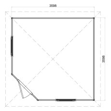 12x12 Lugarde Select Scarborough Summerhouse in 44mm Wall Thickness (3.6m x 3.6m) - dimensions