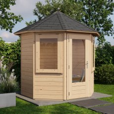 8x8 Lugarde Select Elgin Summerhouse in 28mm Wall Thickness (2.4m x 2.4m) - in situ, side view