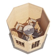 8x8 Lugarde Select Linlithgow Summerhouse in 28mm Wall Thickness (2.4m x 2.4m) - in situ, top view