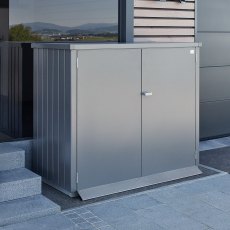 Biohort Alex Double Wheelie Bin Store - in situ, angle view