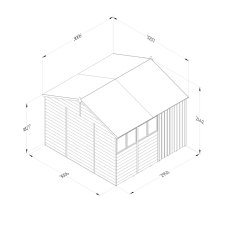 10x10 Forest 4Life Reverse Apex Shed with Double Doors - dimensions