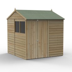 7x7 Forest 4Life Reverse Apex Shed with Double Doors - isolated angle view, doors closed