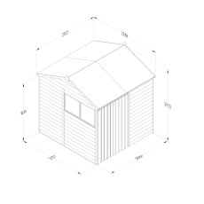 7x7 Forest 4Life Reverse Apex Shed with Double Doors - dimensions