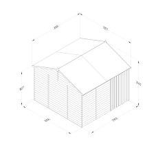 10x10 Forest 4Life Reverse Apex Windowless Shed with Double Doors - dimensions