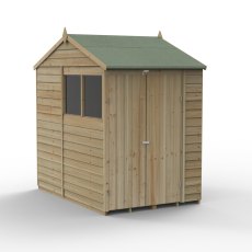 7x5 Forest 4Life Reverse Apex Shed with Double Doors - isolated angle view, doors closed