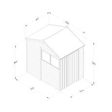 7x5 Forest 4Life Reverse Apex Shed with Double Doors - dimensions