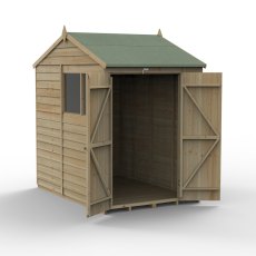 7x5 Forest 4Life Reverse Apex Shed with Double Doors - isolated angle view