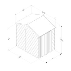 7x5 Forest 4Life Reverse Apex Windowless Shed with Double Doors - dimensions