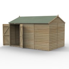 12x8 Forest 4Life Reverse Apex Windowless Shed with Double Doors - isolated angle view