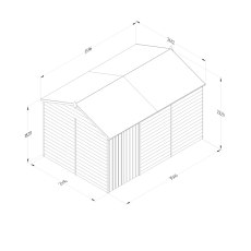 12x8 Forest 4Life Reverse Apex Windowless Shed with Double Doors - dimensions