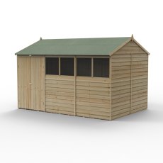 12x8 Forest 4Life Reverse Apex Shed with Double Doors - isolated angle view, doors closed