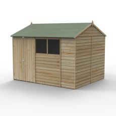 10x8 Forest 4Life Reverse Apex Shed with Double Doors - isolated angle view, doors closed