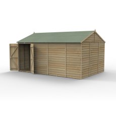 15x10 Forest 4Life Reverse Apex Windowless Shed with Double Doors - isolated angle view