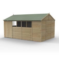 15x10 Forest 4Life Reverse Apex Shed with Double Doors - isolated angle view, doors closed
