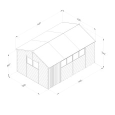 15x10 Forest 4Life Reverse Apex Shed with Double Doors - dimensions