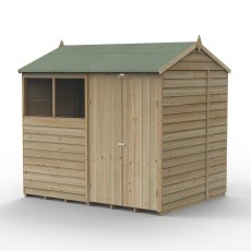 8x6 Forest 4Life Reverse Apex Shed with Double Doors - isolated angle view, doors closed