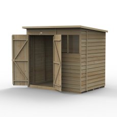 7x5 Forest 4Life Pent Shed with Double Doors - isolated angle view