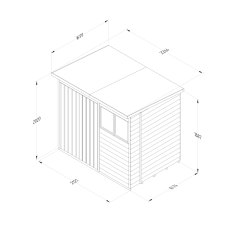 7x5 Forest 4Life Pent Shed with Double Doors - dimensions