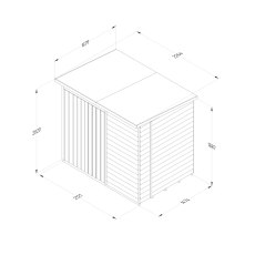 7x5 Forest 4Life Pent Windowless Shed with Double Doors - dimensions