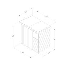 6x4 Forest 4Life Pent Shed with Double Doors - dimensions