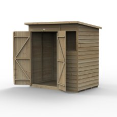 6x4 Forest 4Life Pent Shed with Double Doors - isolated angle view