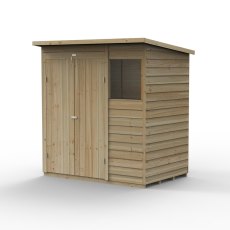 6x4 Forest 4Life Pent Shed with Double Doors - isolated angle view, doors closed