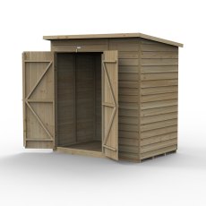 6x4 Forest 4Life Pent Windowless Shed with Double Doors - isolated angle view