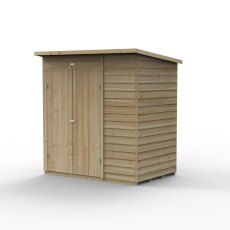 6x4 Forest 4Life Pent Windowless Shed with Double Doors - isolated angle view, doors closed