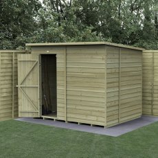 8x6 Forest 4Life Windowless Pent Shed - in situ, angle view