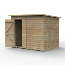 8x6 Forest 4Life Windowless Pent Shed - isolated angle view, doors open
