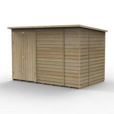 10x6 Forest 4Life Pent Windowless Shed with Double Doors - isolated angle view, doors closed