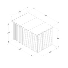 10x6 Forest 4Life Pent Windowless Shed with Double Doors - dimensions