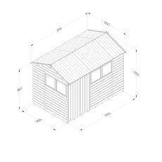 Technical line drawing of Timberdale reverse apex shed