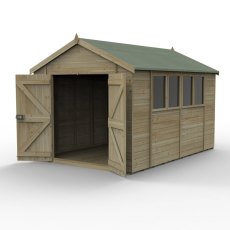 12x8 Forest Timberdale Tongue and Groove Apex Shed With Double Doors - isolated angle view