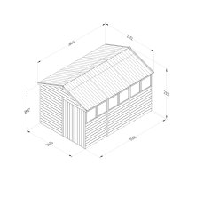 Technical drawing of Timberdale 12x8 apex shed