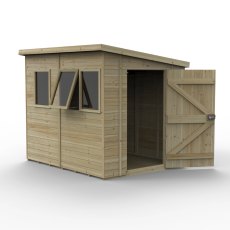 8x6 Forest Timberdale Tongue and Groove Pent Shed With Three Windows - isolated angle view