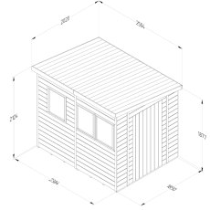 8x6 Forest Timberdale Tongue and Groove Pent Shed With Three Windows - dimensions