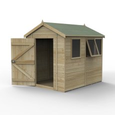 8x6 Forest Timberdale Tongue and Groove Apex Shed With Three Windows - isolated angle view