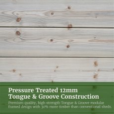 7x5 Forest Timberdale Tongue and Groove Pent Shed with Three Windows - cladding