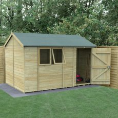 12x8 Forest Timberdale Tongue and Groove Reverse Apex Shed - in situ