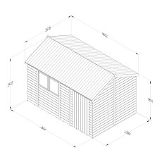 12x8 Forest Timberdale Tongue and Groove Reverse Apex Shed - dimensions