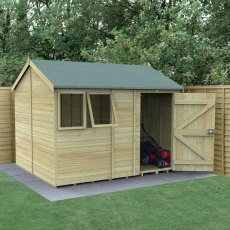 10x8 Forest Timberdale Tongue and Groove Reverse Apex Shed - in situ