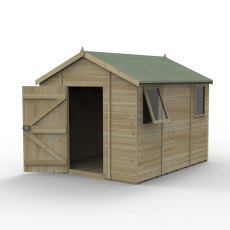 10x8 Forest Timberdale Tongue and Groove Apex Shed with Two Windows - isolated angle view